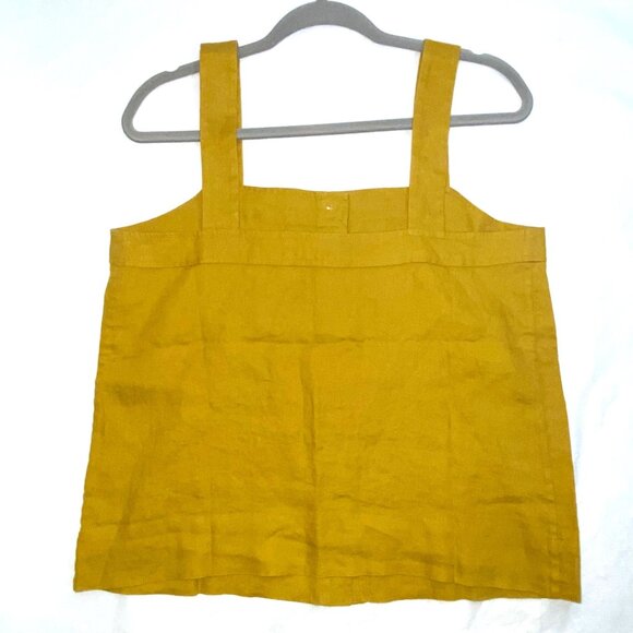 Everlane gold opal Linen Picnic Top Size 8 sustainable button front boxy cool - Picture 4 of 8